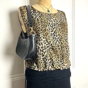 Papaya Y2K Leopard Print Tank Dual Layer Puffed Style Size S